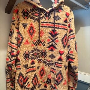Brooklyn Cloth Tribal Pattern Hoodie - Red and Cream